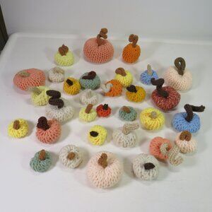 Mini Pumpkins (31) Hand Knit in Cool Colors in a variety of sizes 1-2.5"